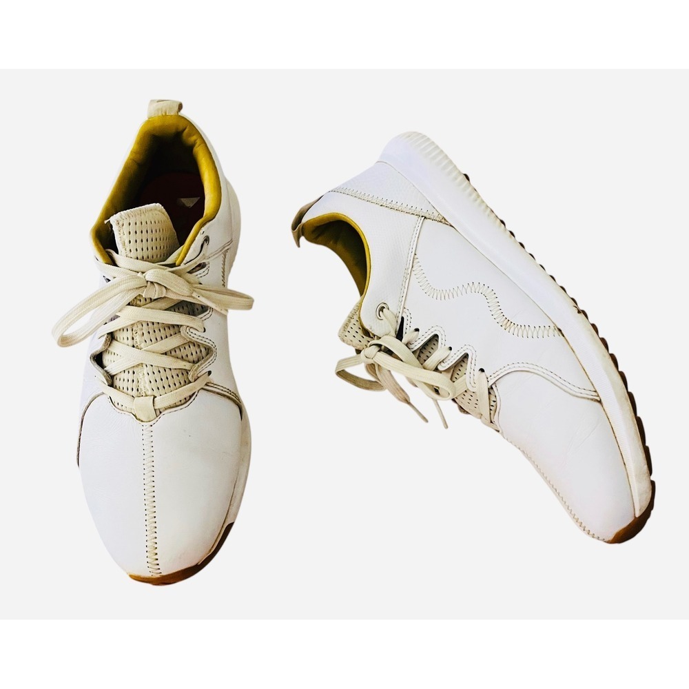 Adidas Adicross Bounce Golf Shoes Size 9.5 White Tan Leather Spikeless